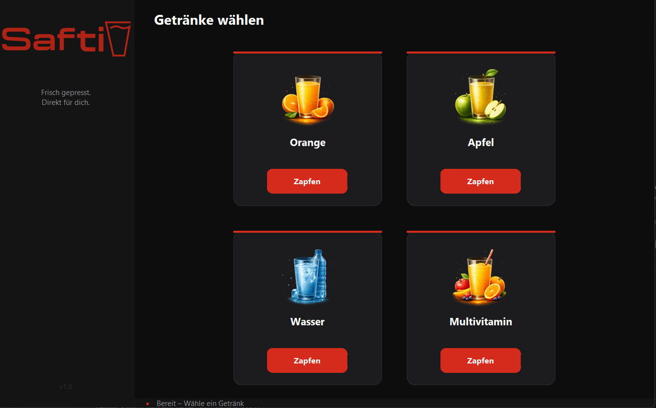 Screenshot of the Python user interface of SAFTI